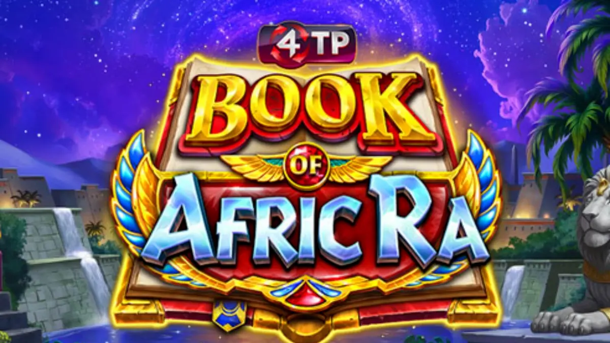 Tampilan visual slot 4TP Book of AfricRa dengan tema Mesir Kuno dan hewan bangsawan.